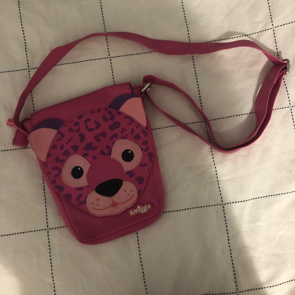 Smiggle pink leopard crossbody bag